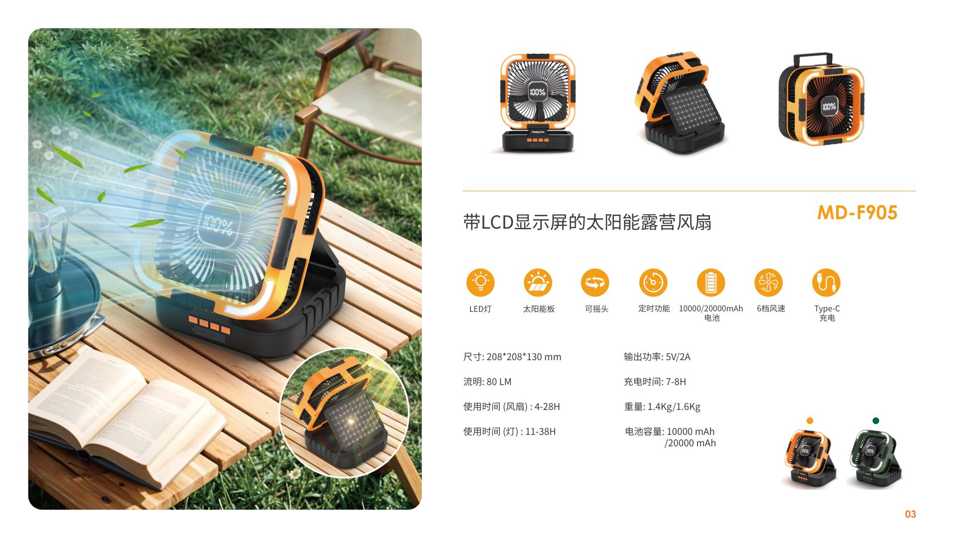 LCD Solar Camping Fan